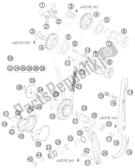All parts for the Timing Drive of the KTM 250 SX F Fact Repl Musq ED 10 Europe 2010