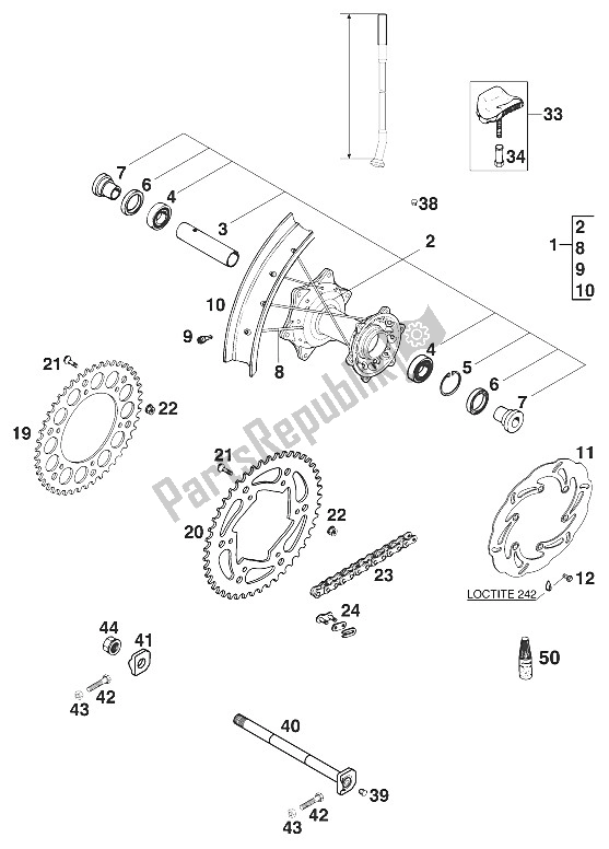 All parts for the Rear Wheel 400/620 Sc 2000 of the KTM 400 SC Europe 2000