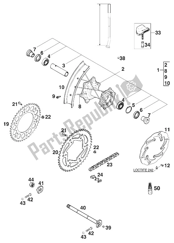 Todas las partes para Rueda Trasera 400/620 Sc 2000 de KTM 620 SC Europe 2000