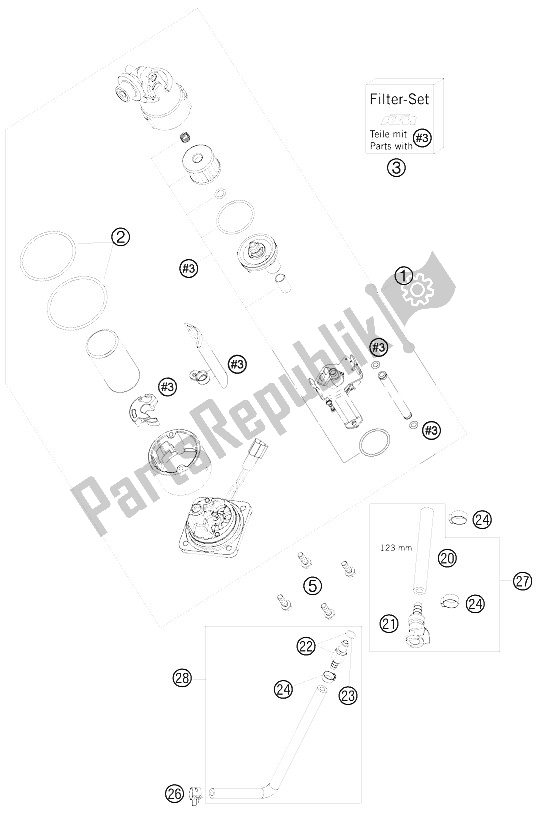 All parts for the Fuel Pump of the KTM 990 Super Duke Black USA 2009