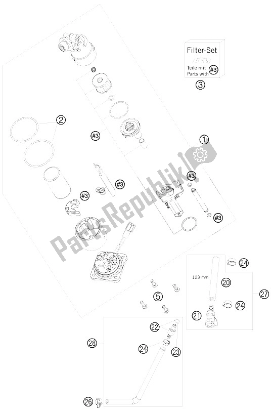 All parts for the Fuel Pump of the KTM 990 Super Duke Orange Europe 2009