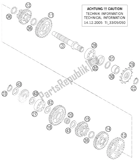 All parts for the Transmission Ii of the KTM 85 SX 19 16 Europe 2006