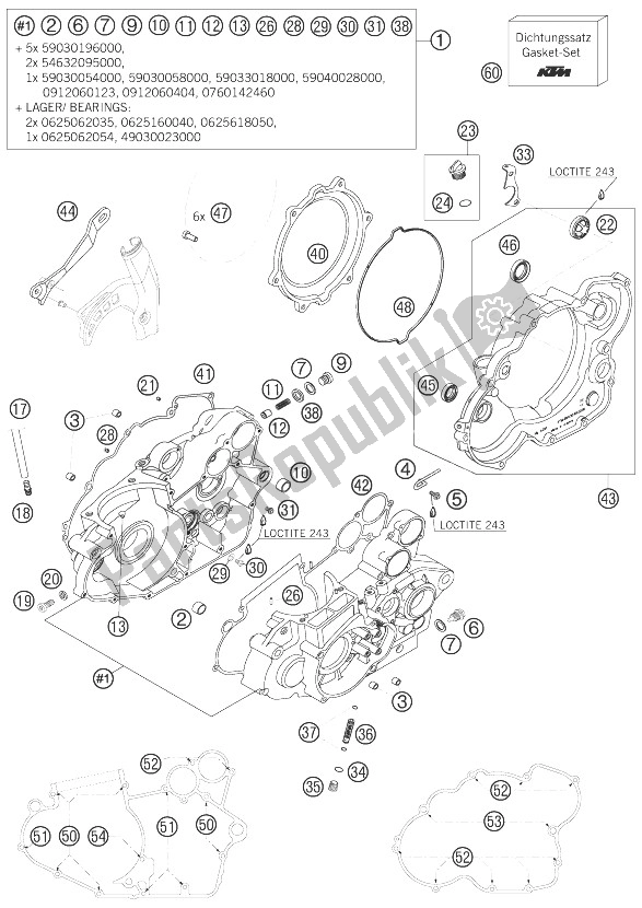 All parts for the Engine Case of the KTM 450 EXC Factory Racing Australia 2007