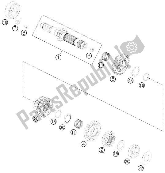 Toutes les pièces pour le Transmission I - Arbre Principal du KTM 350 XCF W USA 2015