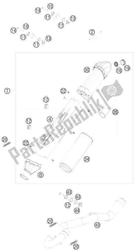 All parts for the Exhaust System of the KTM 450 SMR Europe 2010