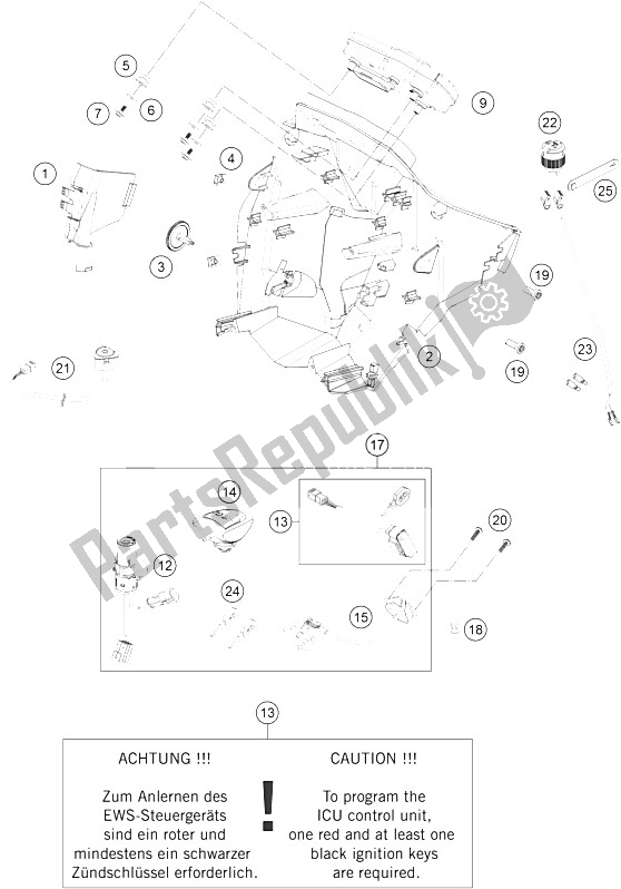 All parts for the Instruments, Lock System of the KTM 990 SM T White ABS Spec Edit Brazil 2011