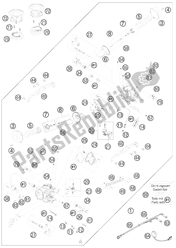 Toutes les pièces pour le Carburateur du KTM 950 Super Enduro R USA 2008