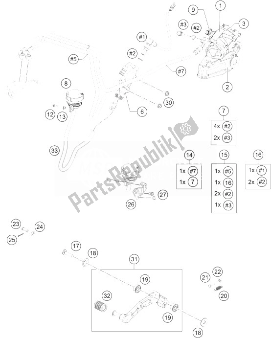 Tutte le parti per il Pinza Freno Posteriore del KTM RC 390 White ABS B D 14 Europe 2014