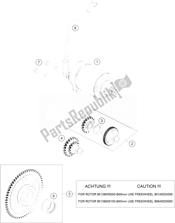 Toutes les pièces pour le Démarreur électrique du KTM 200 Duke Orange ABS CKD Malaysia 2013