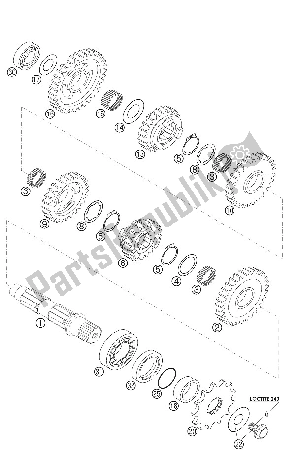 Todas las partes para Transmisión Ii Sx 400 / 520mxc de KTM 520 MXC Racing USA 2002