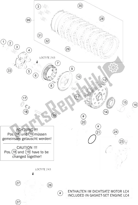 All parts for the Clutch of the KTM 690 Duke R Australia United Kingdom 2011