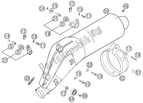 All parts for the Main Silencer 640 Lc4, 640 Sm of the KTM 640 LC4 Enduro Orange 12L Australia 2003