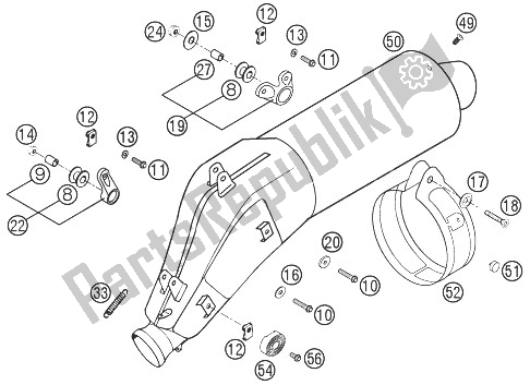 All parts for the Main Silencer of the KTM 640 LC4 Supermoto Prestige 04 Australia United Kingdom 2004