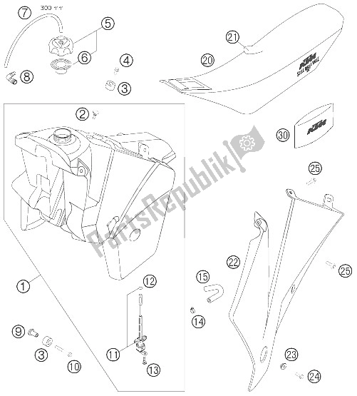 Alle onderdelen voor de Tank, Stoel, Deksel van de KTM 525 EXC Racing SIX Days Europe 2006