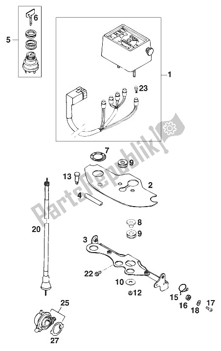 Alle onderdelen voor de Snelheidsmeter 125lc2 '96 van de KTM 125 LC2 100 Orange BRD Europe 1996