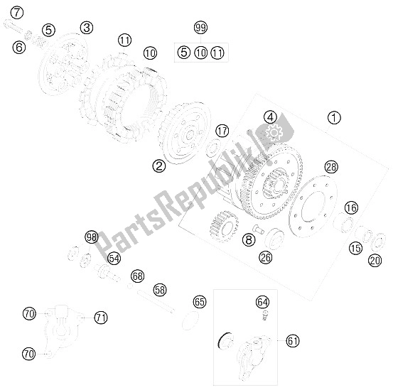 Toutes les pièces pour le Embrayage du KTM 85 SX 17 14 Europe 2011