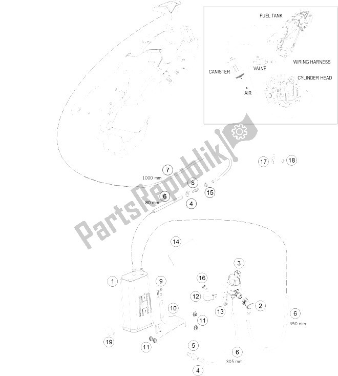Tutte le parti per il Evaporare Kanister del KTM 690 Enduro R ABS USA 2015