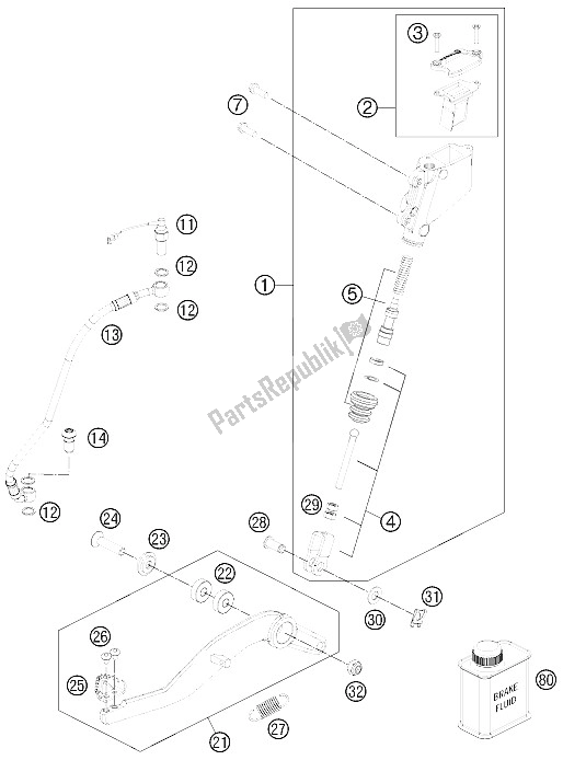 All parts for the Rear Brake Control of the KTM 990 Supermoto R Australia United Kingdom 2012