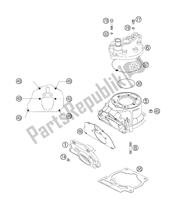 All parts for the Cylinder, Cylinderhead of the KTM 125 SX Europe 2006