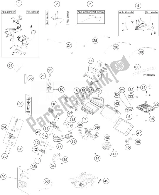 All parts for the Wiring Harness of the KTM 1190 Adventure R ABS Europe 2013