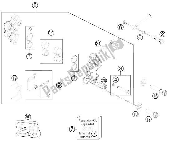 All parts for the Brake Caliper Front of the KTM 50 SX Europe 2015