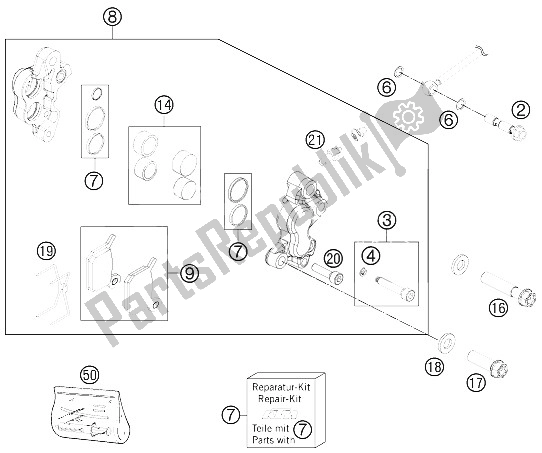 Tutte le parti per il Pinza Freno Anteriore del KTM 50 SX Mini Europe 2016