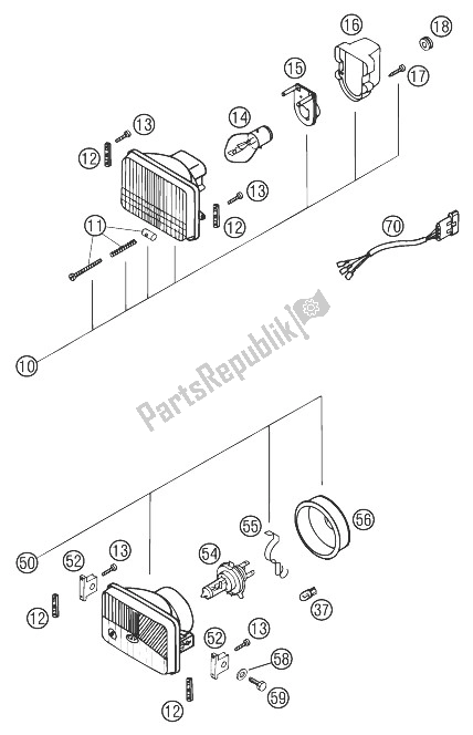 Tutte le parti per il Faro 125-300 del KTM 125 EXC Europe 2003