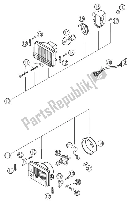 Tutte le parti per il Faro 125-300 del KTM 125 EXC Europe 2004