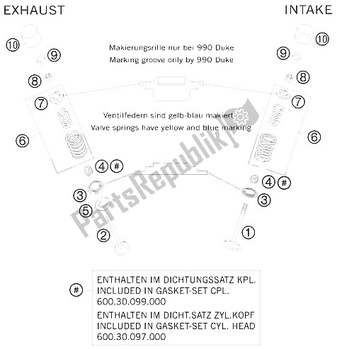 Tutte le parti per il Azionamento Della Valvola del KTM 690 Supermoto Orange Europe 2009