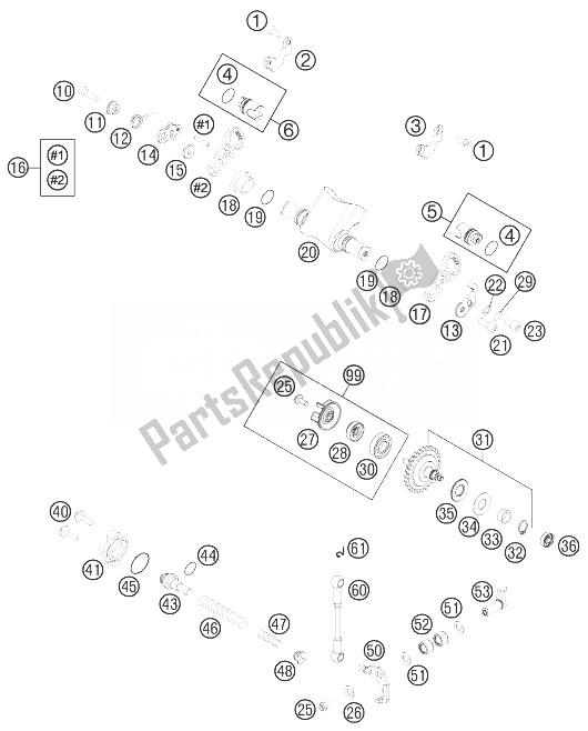 All parts for the Exhaust Control of the KTM 300 EXC Australia 2013