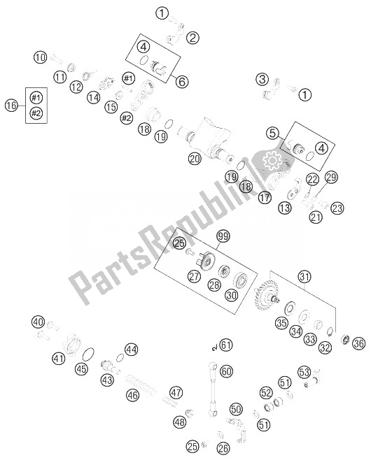 All parts for the Exhaust Control of the KTM 300 EXC Australia 2014