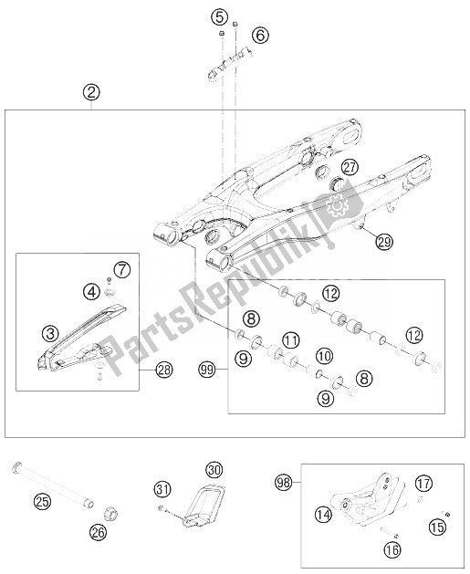 Toutes les pièces pour le Bras Oscillant du KTM 450 SMR Europe 2014