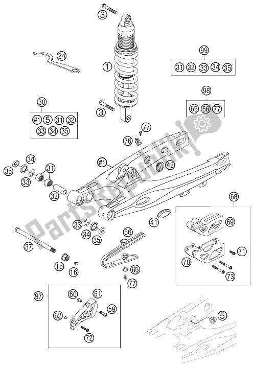 Todas las partes para Brazo Oscilante de KTM 85 SX 17 14 Europe 2009