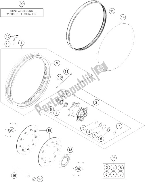 All parts for the Front Wheel of the KTM 1290 Super Adventure WH ABS 15 France 2015