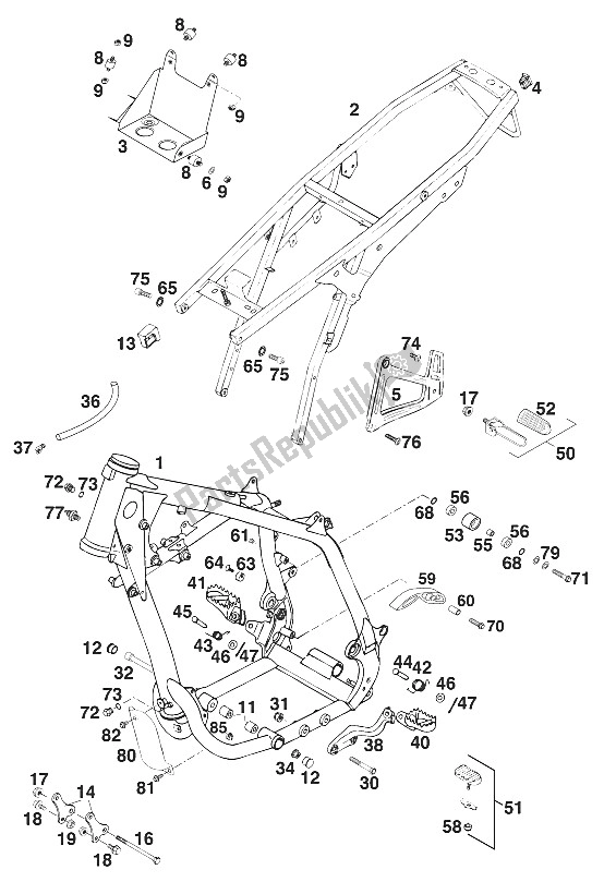 All parts for the Frame , Duke '96 of the KTM 620 Duke E 37 KW Europe 1997