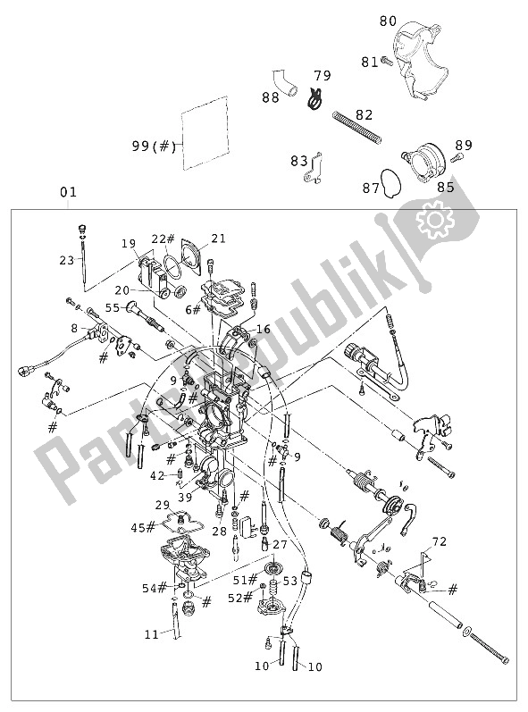 All parts for the Carburetor Keihin Mx Fcr39 Racin of the KTM 520 EXC Racing Australia 2001