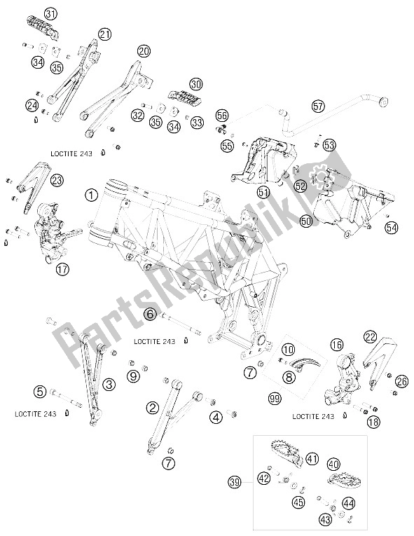 Tutte le parti per il Telaio del KTM 690 SMC USA 2008