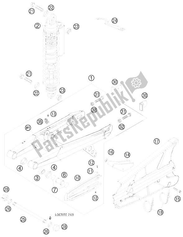 Todas las partes para Brazo Oscilante de KTM 65 SX Europe 6003H6 2008