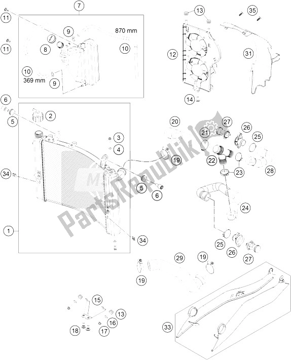 All parts for the Cooling System of the KTM 1050 Adventure ABS Europe 2016