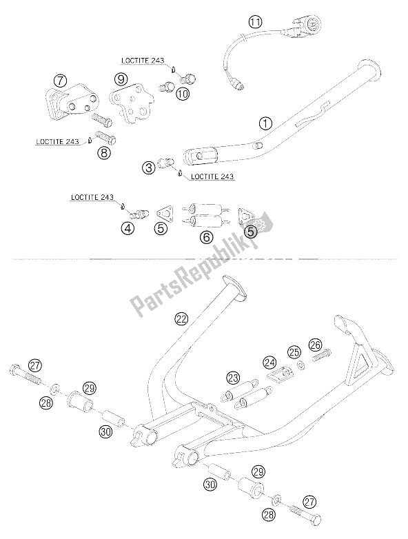 All parts for the Stand Main - Stand Side of the KTM 950 Adventure S Europe 2005