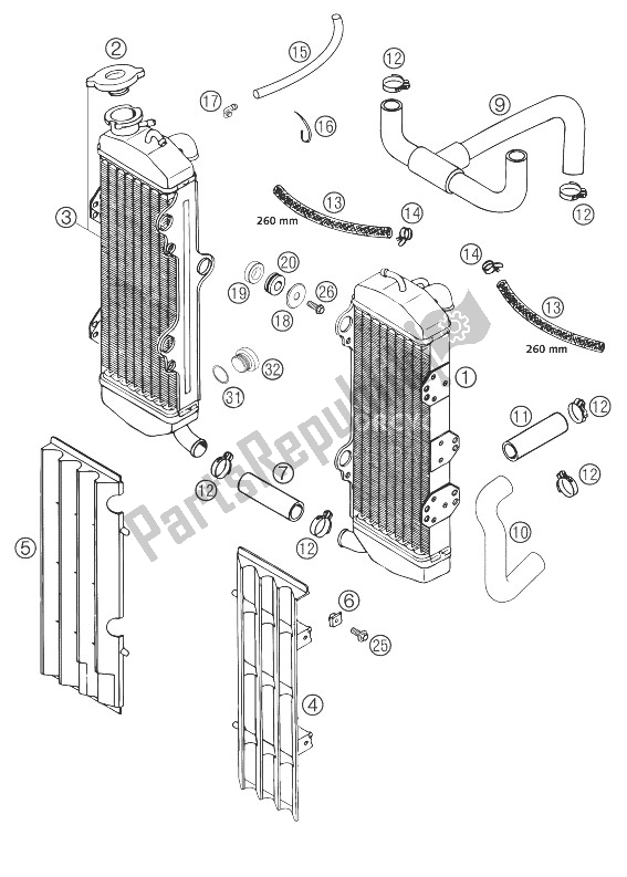 Todas las partes para Sistema De Enfriamiento 660 Smc de KTM 660 SMC United Kingdom 2003