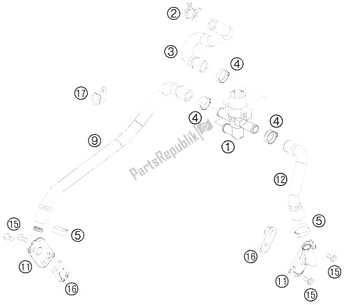 All parts for the Secondary Air System of the KTM 990 Super Duke Black Europe 2009