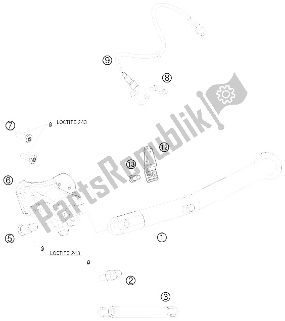 All parts for the Side / Center Stand of the KTM 990 Supermoto R France 2009