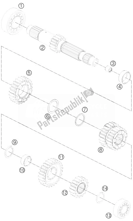 Todas las partes para Transmisión I - Eje Principal de KTM 1190 RC8 R White Japan 2013