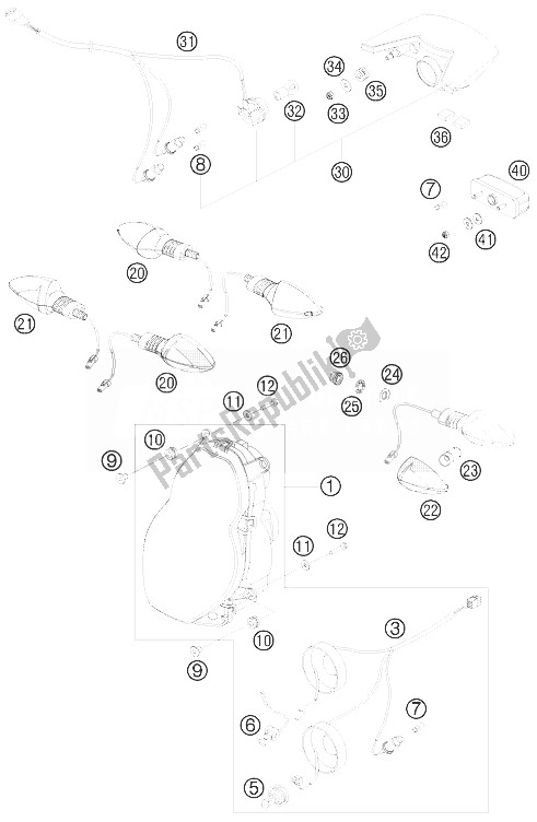 Todas as partes de Sistema De Luz do KTM 990 Adventure R Europe 2010