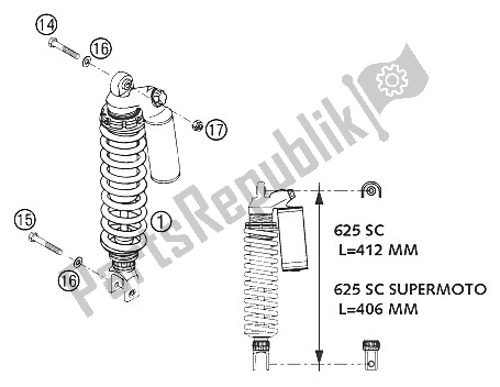 Tutte le parti per il Ammortizzatore 625 Sc, Sc Sm del KTM 625 SC Super Moto Europe 2002