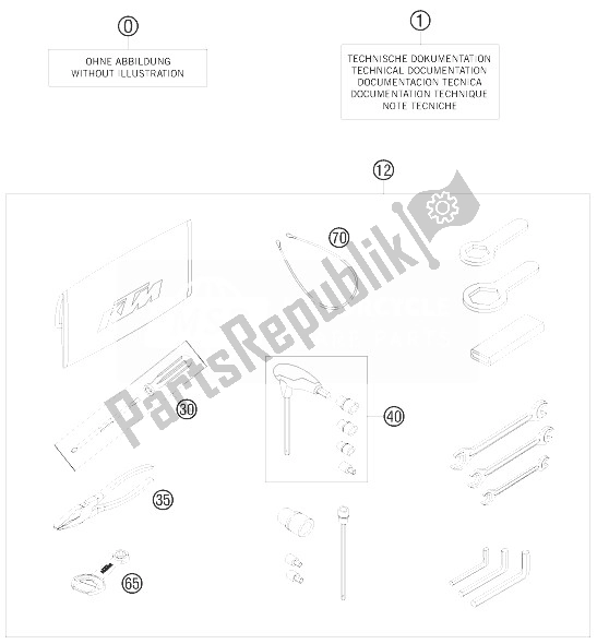 Tutte le parti per il Kit Accessori del KTM 990 Super Duke Olive ME Europe 2010