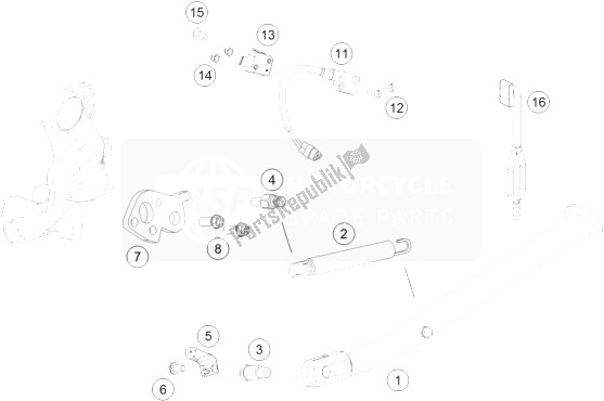 Tutte le parti per il Cavalletto Laterale / Centrale del KTM 690 Enduro R ABS USA 2014