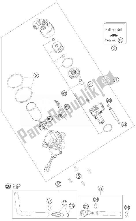 All parts for the Fuel Pump of the KTM 990 Adventure Black ABS 07 USA 2007