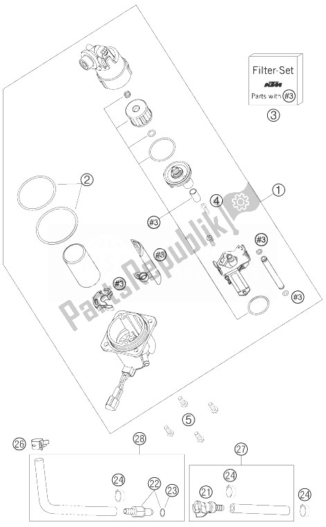 All parts for the Fuel Pump of the KTM 990 Adventure S Europe 2007